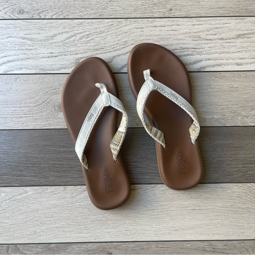 Flojos White and Brown Sandals